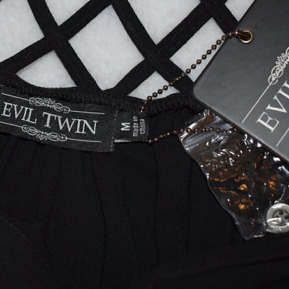 Evil Twin Cage Back Short Sleeve Babydoll Mini Dress Black Size M - Picture 6 of 9